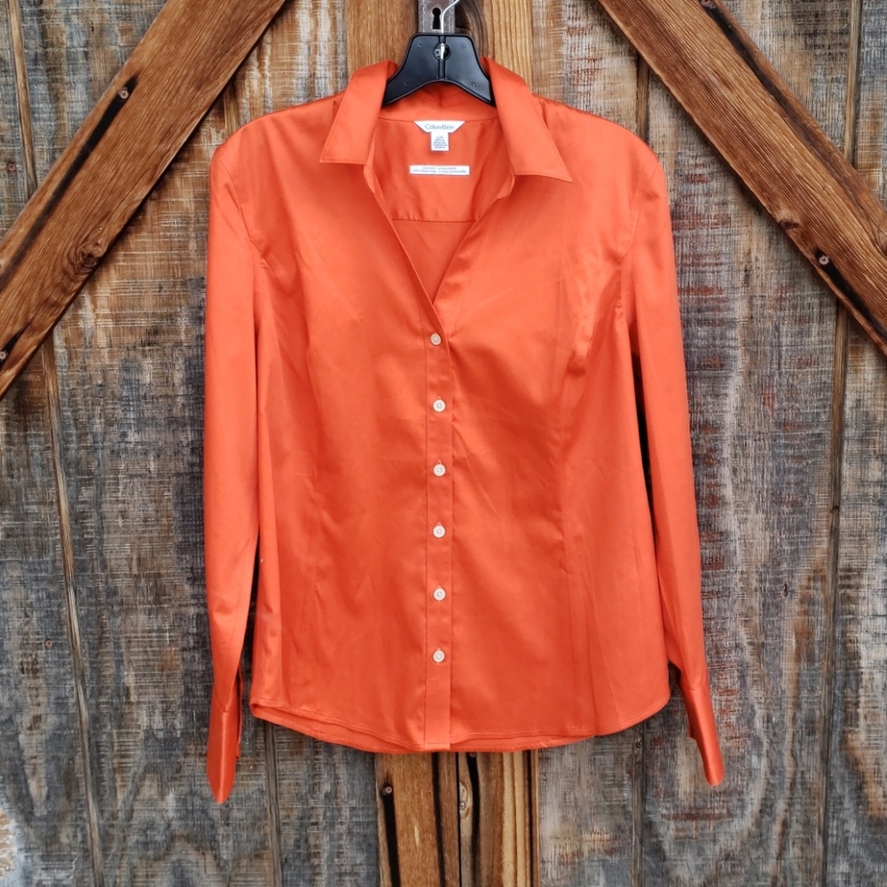 Calvin Klein Orange Button Down Shirt Large